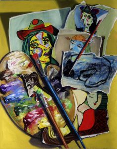 Trompe l’oeil with pieces of different picasso paintings
